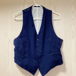 Vintage Blue  Size M Women’s Blue Wool  Stripped  Vest